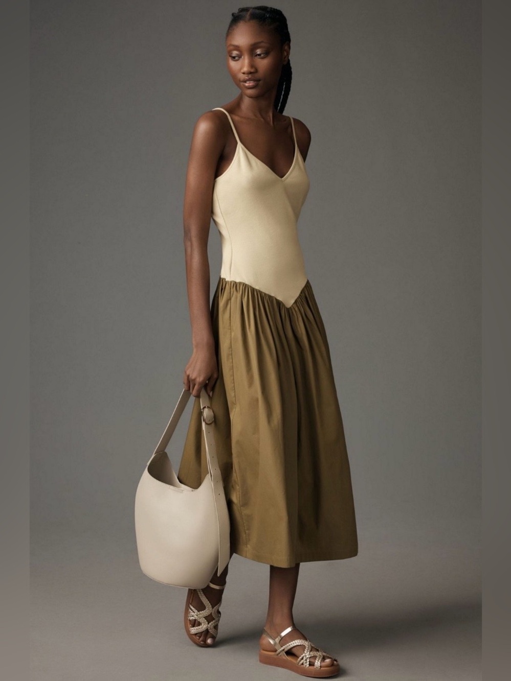 Anthropologie Maeve Sleeveless Ribbed Poplin Twofer Midi Dress 2X